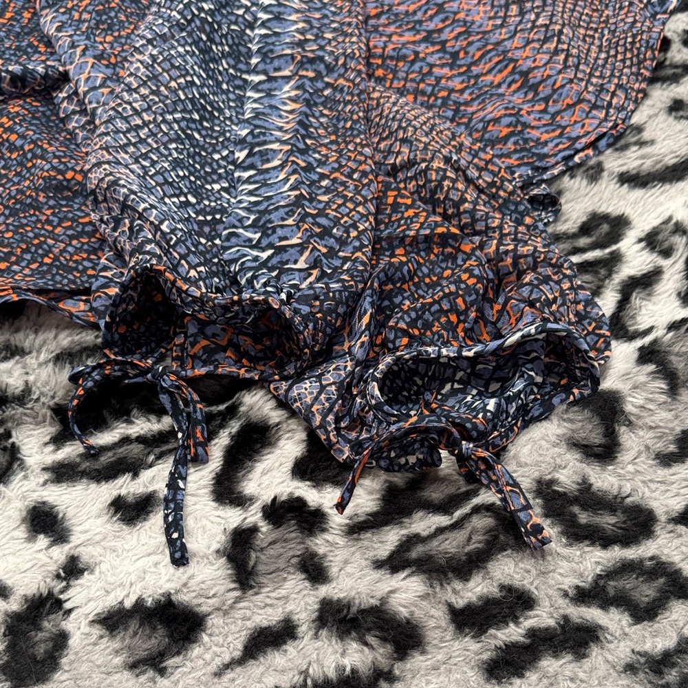 Avenue Blue and Orange Patterned Blouse - Picture 5 of 7